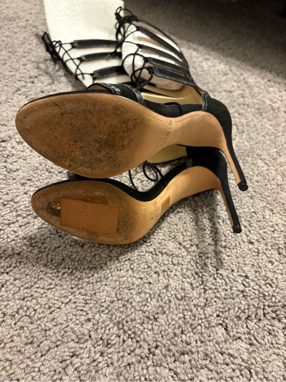 ALEXANDRE BIRMAN RARE FIND! Black Suede Snakeskin Gladiator Lace Up Sandal SZ39 - Picture 7 of 14